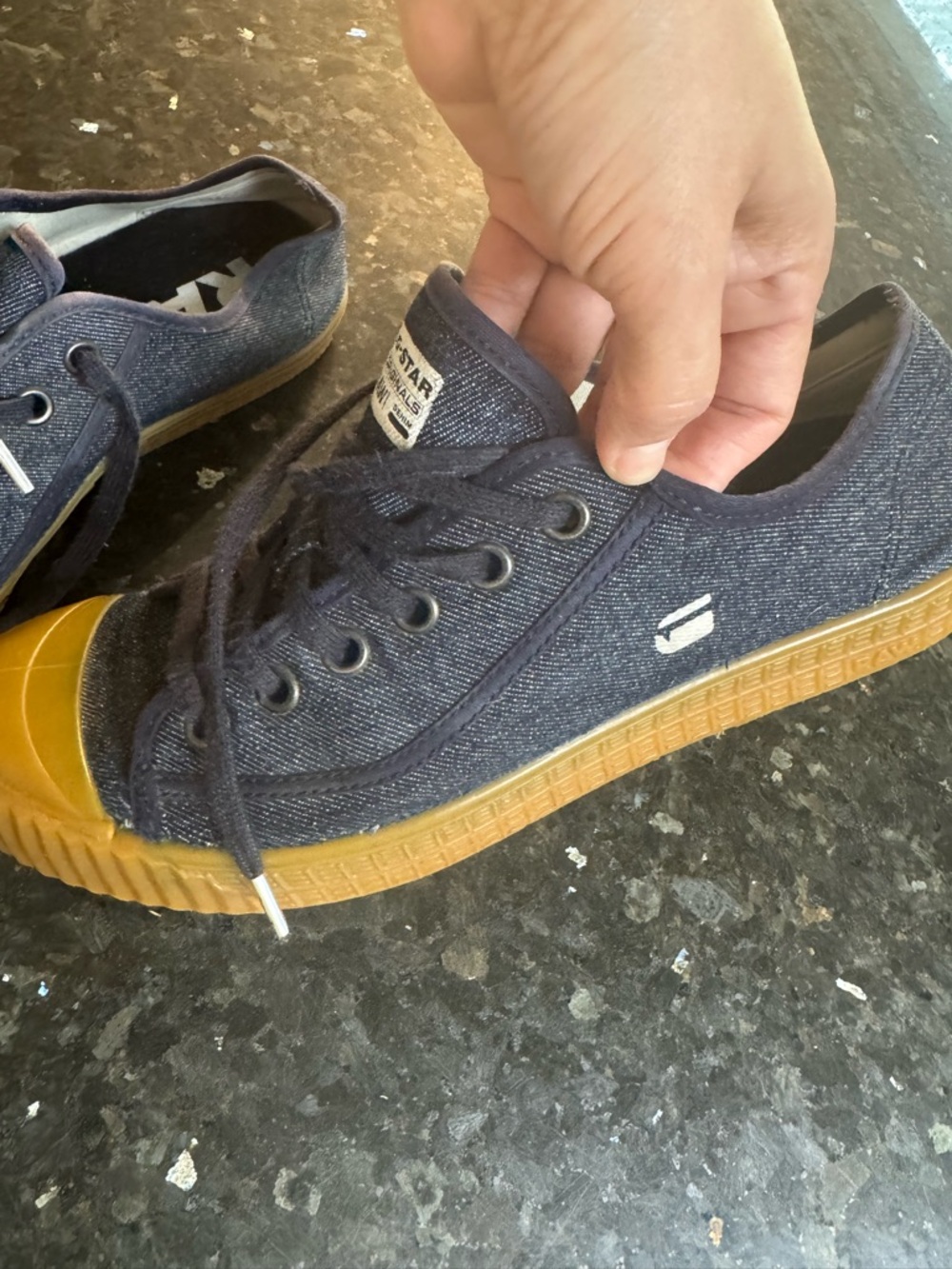 G-Star Navy Canvas Low-Top Sneakers with Gum Sole - Picture 13 of 16